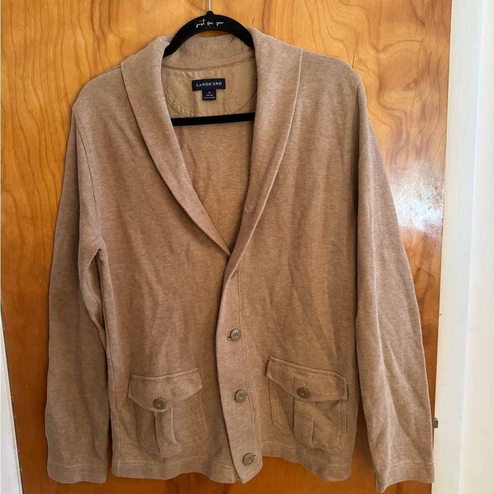✨Men’s Camel Cardigan with Elbow Patches, EUC
